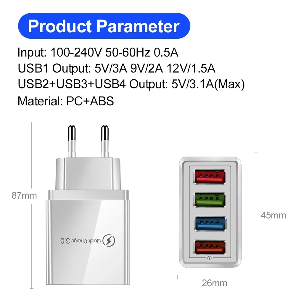 3A USB Multi Port Quick Charge Ladegerät