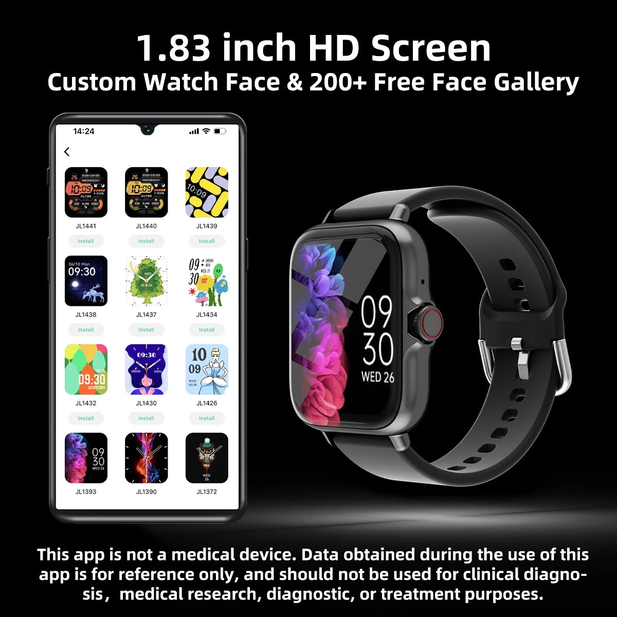 SmartWatch Desertcat, 1,83 Zoll, viele Funktionen