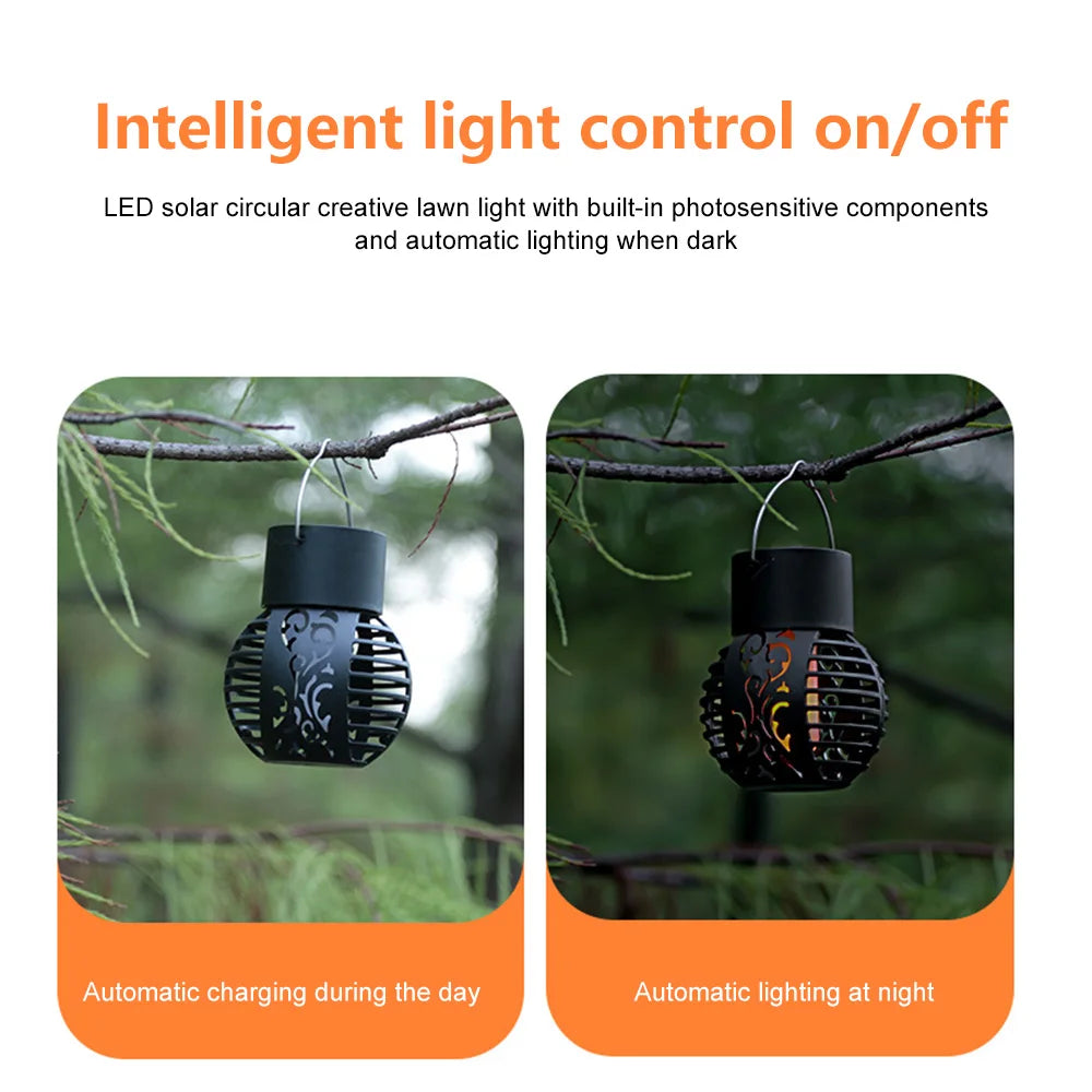 Solar Camping Lamp Flickering Flame Light Outdoor Waterproof Garden Hanging Light Holiday Party Atmosphere Light Decoration