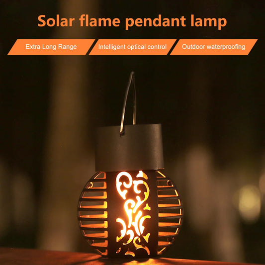 Solar Camping Lamp Flickering Flame Light Outdoor Waterproof Garden Hanging Light Holiday Party Atmosphere Light Decoration