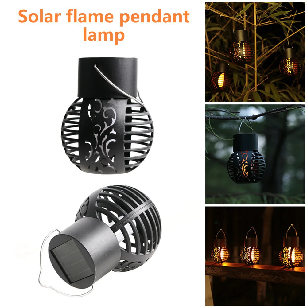 Solar Camping Lamp Flickering Flame Light Outdoor Waterproof Garden Hanging Light Holiday Party Atmosphere Light Decoration