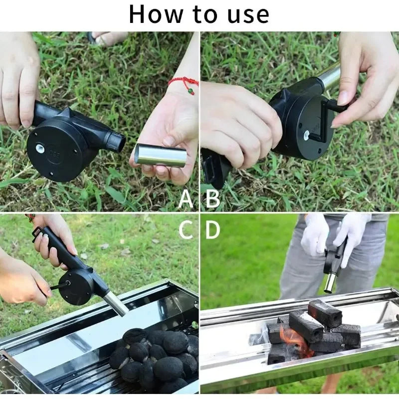 Tragbarer Handbetriebener Camping-Grilllüfter – Effizientes Feuer machen für Picknick & BBQ